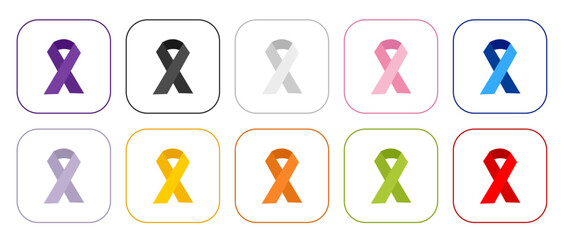 Different coloured ribbon to raise awareness about cancer
