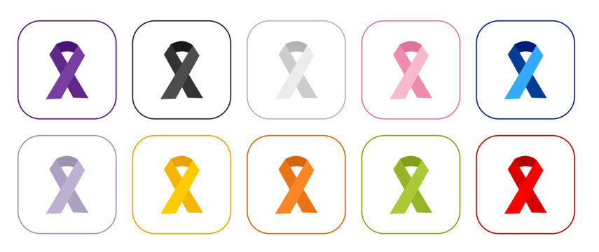 Different coloured ribbon to raise awareness about cancer
