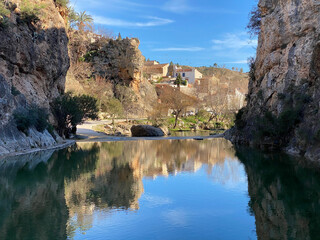Fototapeta na wymiar waterfalls and natural pools in the town of Bolbaite, located in the Valencian Community, Spain.