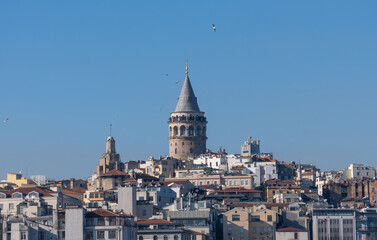 Obraz premium galata tower, historical buildings, medieval architecture, istanbul,