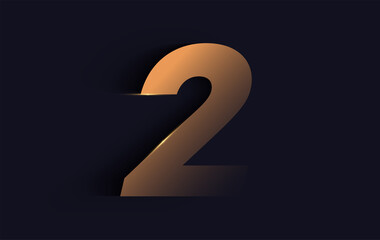 Number two second 2 vector font alphabet, modern dynamic luxury flat design for your unique elements design ; logo, corporate identity, application, creative poster etc... vector EPS.
