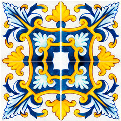 Hand drawn watercolor mediterranean sicilian traditional tiles