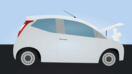 Car broke on road. vector