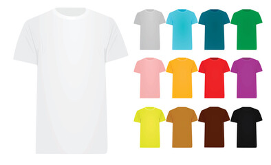 Set of colorful t shirts. vector