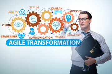 Businessman in agile transformation concept