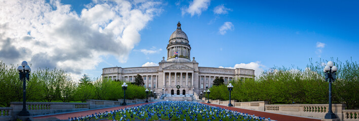 Panorama of the garden in front of the state capitol building located in Kentucky capital city of...