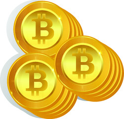 stacked circle-shaped gold symbol of bitcoin
