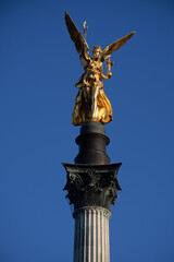 Fototapeta premium The Friedensengel (Angel of Peace) monument, a Munich landmark built to commemorate the 25th anniversary of the peace agreement at the end of the Franco-German war of 1870-71