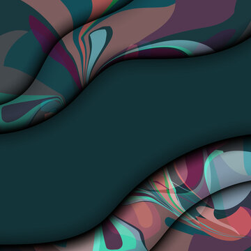 Abstract shapes, wavy lines and floral elements. Abstract background. © Инна Левицкая