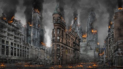 Fototapeta na wymiar fire in the city