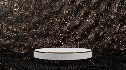 White platform with golden edge high quality render