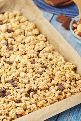Homemade granola with nuts and chocolate