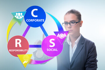Concept of CSR - corporate social responsibility with businesswo
