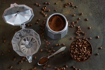 Obraz na płótnie Canvas Moka pot. Espresso coffee making tool.