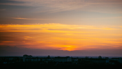 sunset in the city