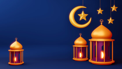 Ramadan Kareem background, 3d rendering illustration.