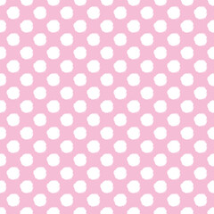 pattern in white soft large polka dots on a pastel pink background - obrazy, fototapety, plakaty