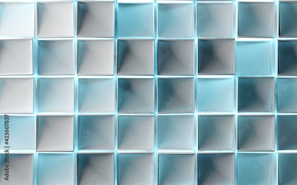 Wall mural abstract image of white cubes background.3d illustration.squar and blocks design