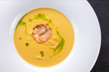 Cheese cream soup with chicken, restaurant menu