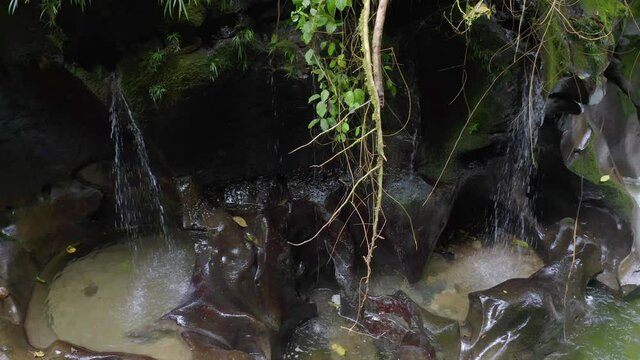 Las tinajas of the river Anzu in Ecuador, natural attraction of two swimming holes with cascades worn out in the rocks