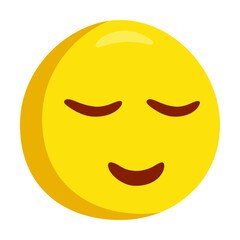 Relieved Emoji Icon Illustration. Content Vector Symbol Emoticon Design Doodle Vector.