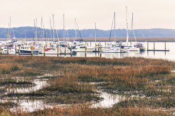 boats in the Beaufort South Carolina harbor