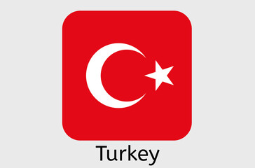 Turkey country flag icon, Turkish flag vector illustration, Europe, Asia
