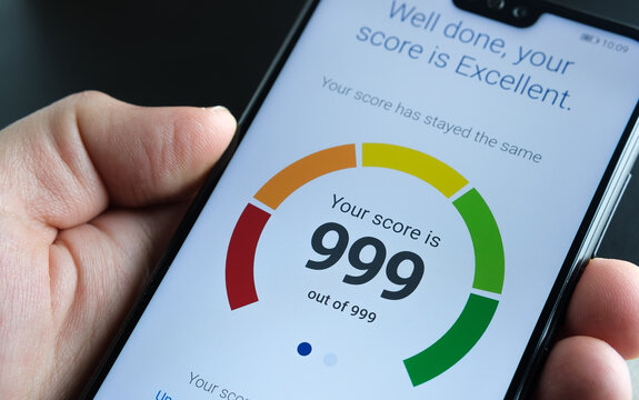 Experian Credit Score Report Seen In The Smartphone Screen With The Highest Possible Number. Real Photo. Stafford / United Kingdom - September 27 2020