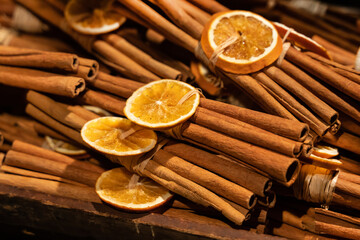 cinnamon sticks bunch and orange ring dried christmas decor