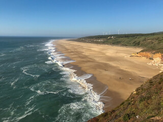 Nazaré beach landscape. In this landscape you can see the city of Nazaré.