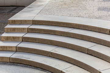 steps cement stairs in a semicircle, part of the cityscape