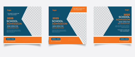 School admission for social media post template	