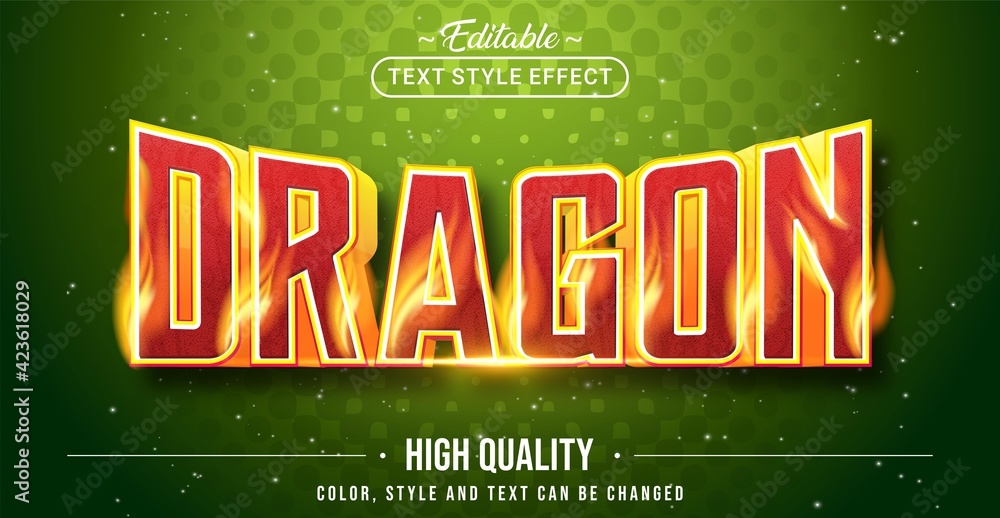 Poster editable text style effect - dragon text style theme.