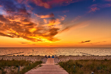 Obraz na płótnie Canvas beach entrance on the island of usedom before the sunrise