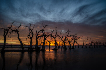 sunset over the river