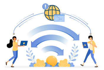 Banner vector design of wifi for communication technology and internet networks data transfer. Illustration concept be use for landing page, template, ui ux, web, mobile app, poster, banner, website