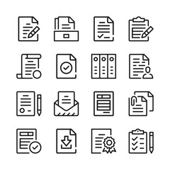 Document line icons set. Modern graphic design concepts, simple outline elements collection. Vector line icons