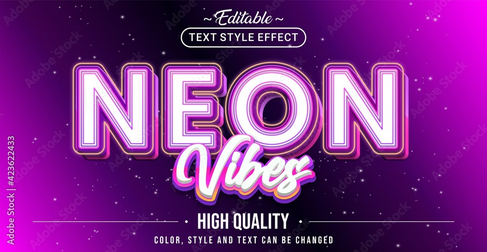 Poster Editable text style effect - Neon Vibes text style theme.
