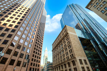Fototapeta na wymiar Scenic Boston downtown financial district and city skyline