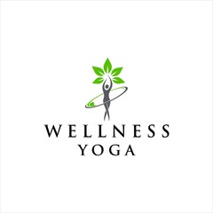 Modern and Minimalist Woman Yoga Logo Design with Wellness, Health, and Nature Elements for Healthy Lifestyle and Healthcare Businesses