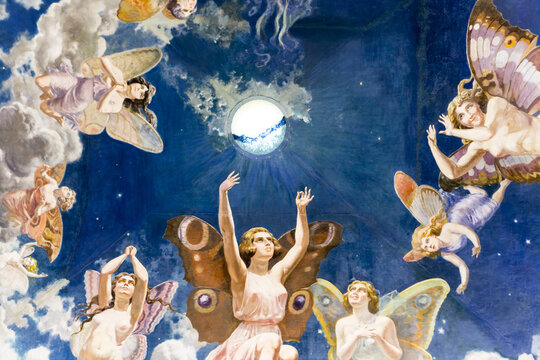 Goddess Selene And The Fairies On The Ceiling Of The Ladies' Room Of The Royal Casino Of Murcia