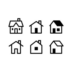 House vector icon set. Home simple linear symbols.