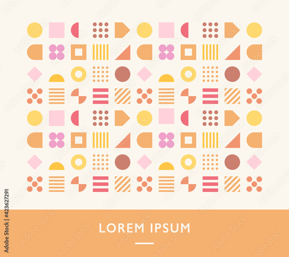 Poster pattern mosaic made of cute and various shapes. simple pattern design template.