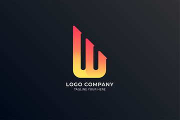 Abstract Logo colorful Letter W shape concept, modern color gradient logo design
