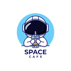 Obraz premium Cute astronaut logo concept isolated 