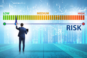 Businessman in risk metering and management concept