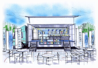 キャラバンカーの手描きラフスケッチ