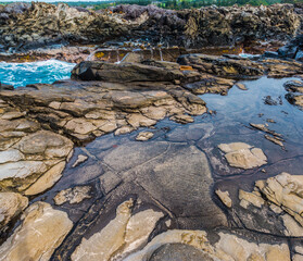 Tide Pools on Lava Formations, Makaluapuna Point, Kapalua, Maui, Hawaii, USA