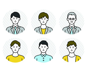 男性のアバターアイコンセット