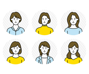 女性のアバターアイコンセット